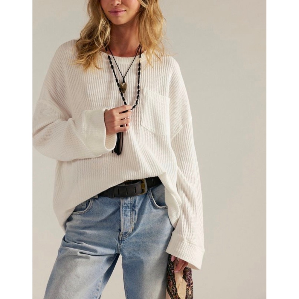 Free People We The Free Dawson Waffle Knit Pocket Thermal XS Oversized Boho